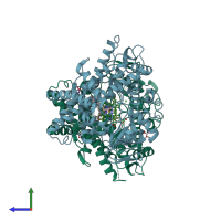 PDB entry 6b82 coloured by chain, side view.