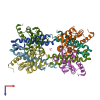 PDB entry 6b8l coloured by chain, top view.