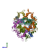 PDB entry 6b8m coloured by chain, side view.