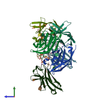 PDB entry 6b8o coloured by chain, side view.