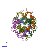 PDB entry 6b8p coloured by chain, side view.