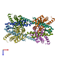 PDB entry 6b8p coloured by chain, top view.