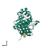 PDB entry 6b8z coloured by chain, side view.