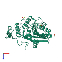 PDB entry 6b91 coloured by chain, top view.