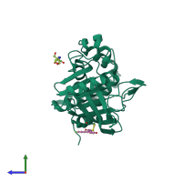 PDB entry 6b95 coloured by chain, side view.