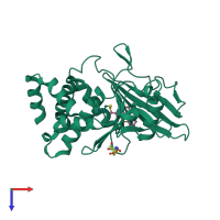 PDB entry 6b95 coloured by chain, top view.