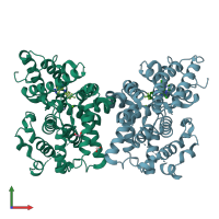 PDB entry 6b97 coloured by chain, front view.