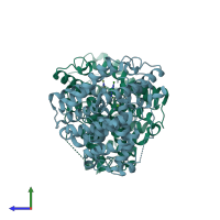 PDB entry 6b98 coloured by chain, side view.