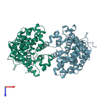 PDB entry 6b98 coloured by chain, top view.