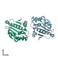 PDB entry 6b9a coloured by chain, front view.