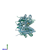 PDB entry 6b9a coloured by chain, side view.