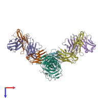 PDB entry 6b9j coloured by chain, top view.