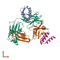 PDB entry 6b9z coloured by chain, front view.