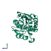 PDB entry 6ba9 coloured by chain, side view.