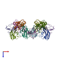 PDB entry 6ban coloured by chain, top view.