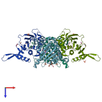 PDB entry 6baw coloured by chain, top view.
