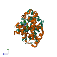 PDB entry 6bb5 coloured by chain, side view.