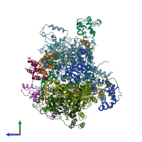 PDB entry 6bbm coloured by chain, side view.