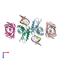 PDB entry 6bbo coloured by chain, top view.