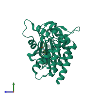 PDB entry 6bbv coloured by chain, side view.