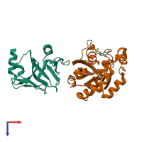 PDB entry 6bc0 coloured by chain, top view.