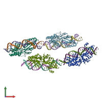 PDB entry 6bcf coloured by chain, front view.