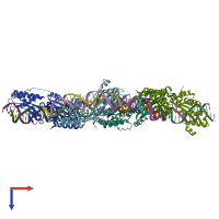 PDB entry 6bcg coloured by chain, top view.