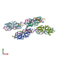 PDB entry 6bch coloured by chain, front view.