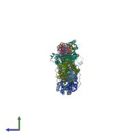 PDB entry 6bch coloured by chain, side view.