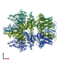 PDB entry 6bcl coloured by chain, front view.
