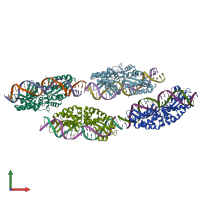 PDB entry 6bcn coloured by chain, front view.