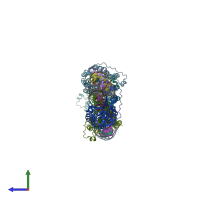 PDB entry 6bcn coloured by chain, side view.