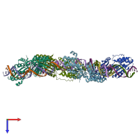 PDB entry 6bcn coloured by chain, top view.