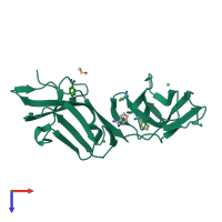 PDB entry 6bcs coloured by chain, top view.