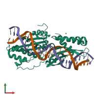 PDB entry 6bd0 coloured by chain, front view.