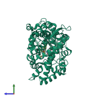 PDB entry 6bd5 coloured by chain, side view.