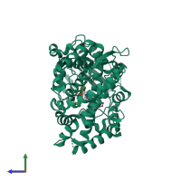 PDB entry 6bd8 coloured by chain, side view.