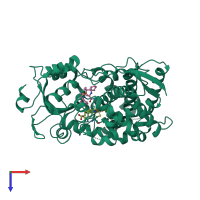 PDB entry 6bd8 coloured by chain, top view.