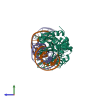 PDB entry 6bdb coloured by chain, side view.