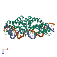 PDB entry 6bdb coloured by chain, top view.