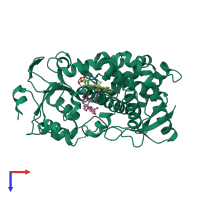 PDB entry 6bdh coloured by chain, top view.