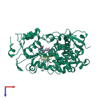 PDB entry 6bdk coloured by chain, top view.