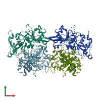 PDB entry 6bdt coloured by chain, front view.