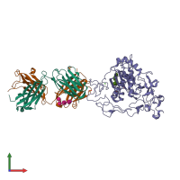 PDB entry 6bdz coloured by chain, front view.