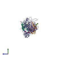 PDB entry 6bdz coloured by chain, side view.