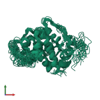 PDB entry 6bf2 coloured by chain, ensemble of 20 models, front view.