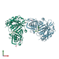 PDB entry 6bfe coloured by chain, front view.
