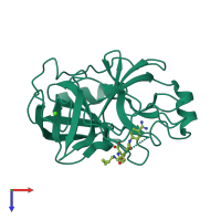 PDB entry 6bfp coloured by chain, top view.