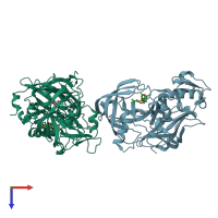 PDB entry 6bfx coloured by chain, top view.