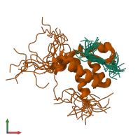 PDB entry 6bgg coloured by chain, ensemble of 20 models, front view.